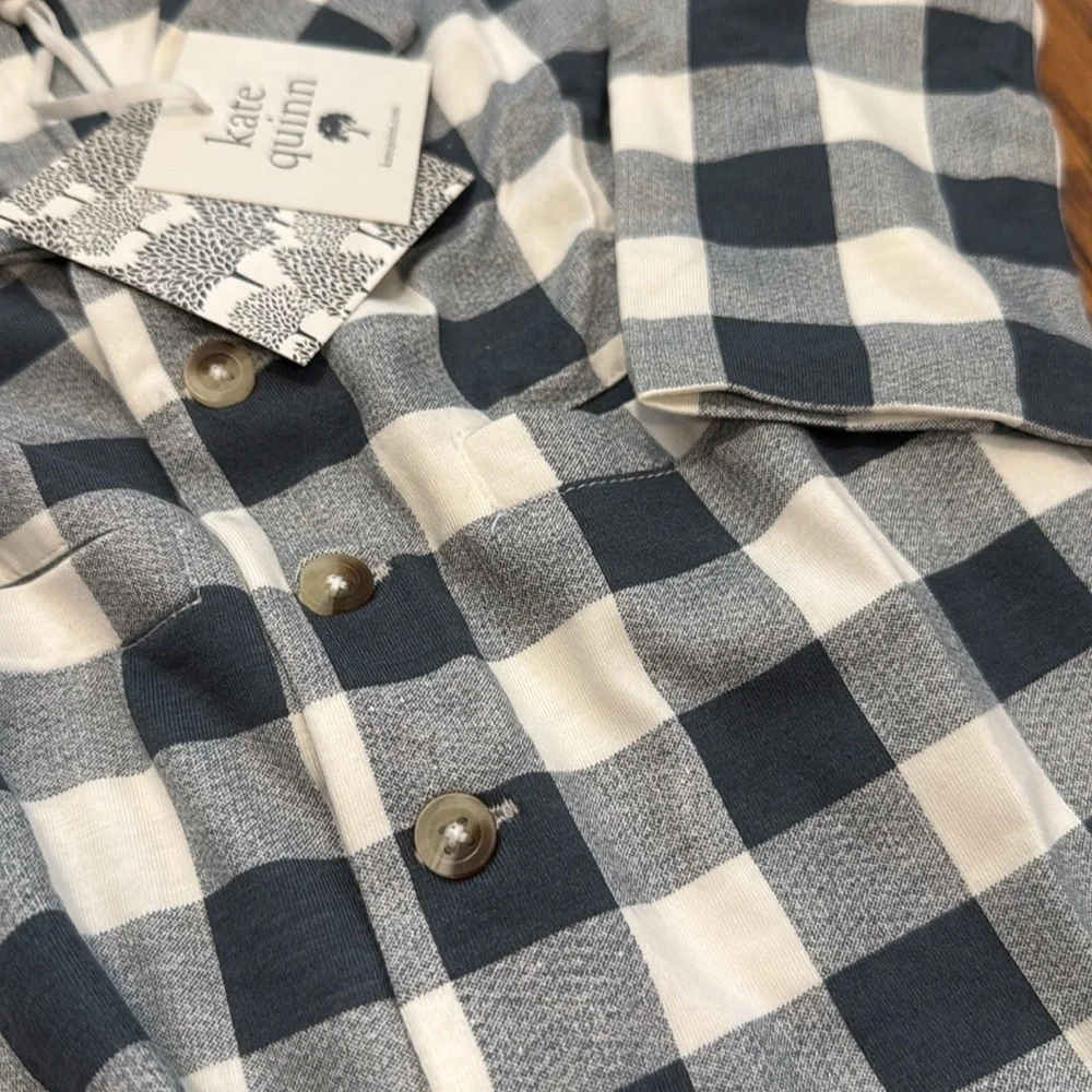 NWT Kate Quinn blue check toddler blazer jacket bamboo kids fall Thanksgiving